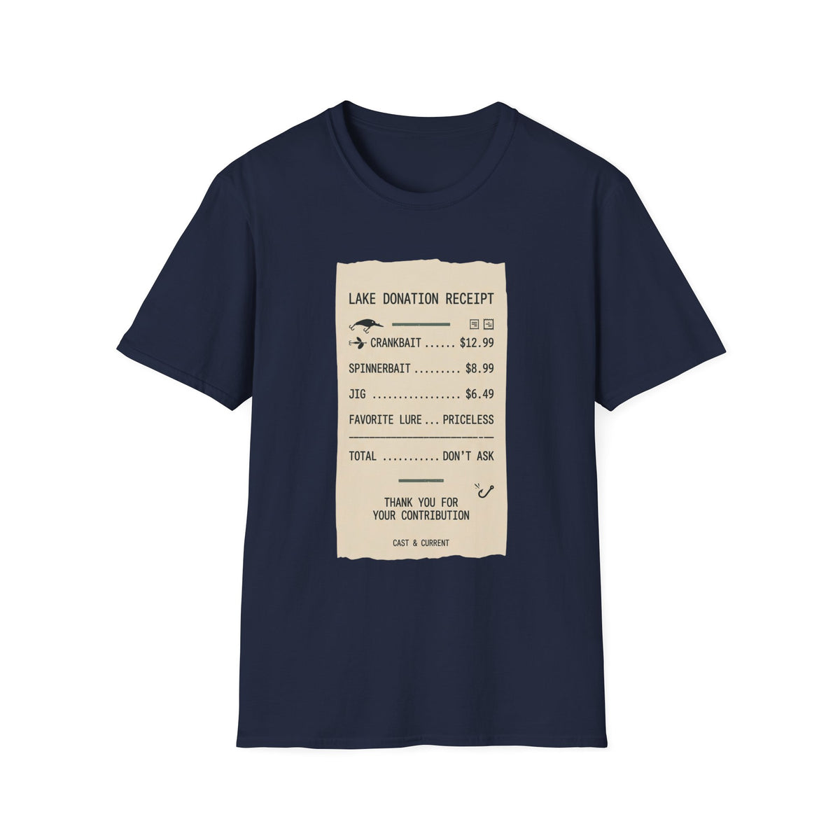 Lake Donation Receipt T-Shirt | Fishing Quote Tee, Angler Humor