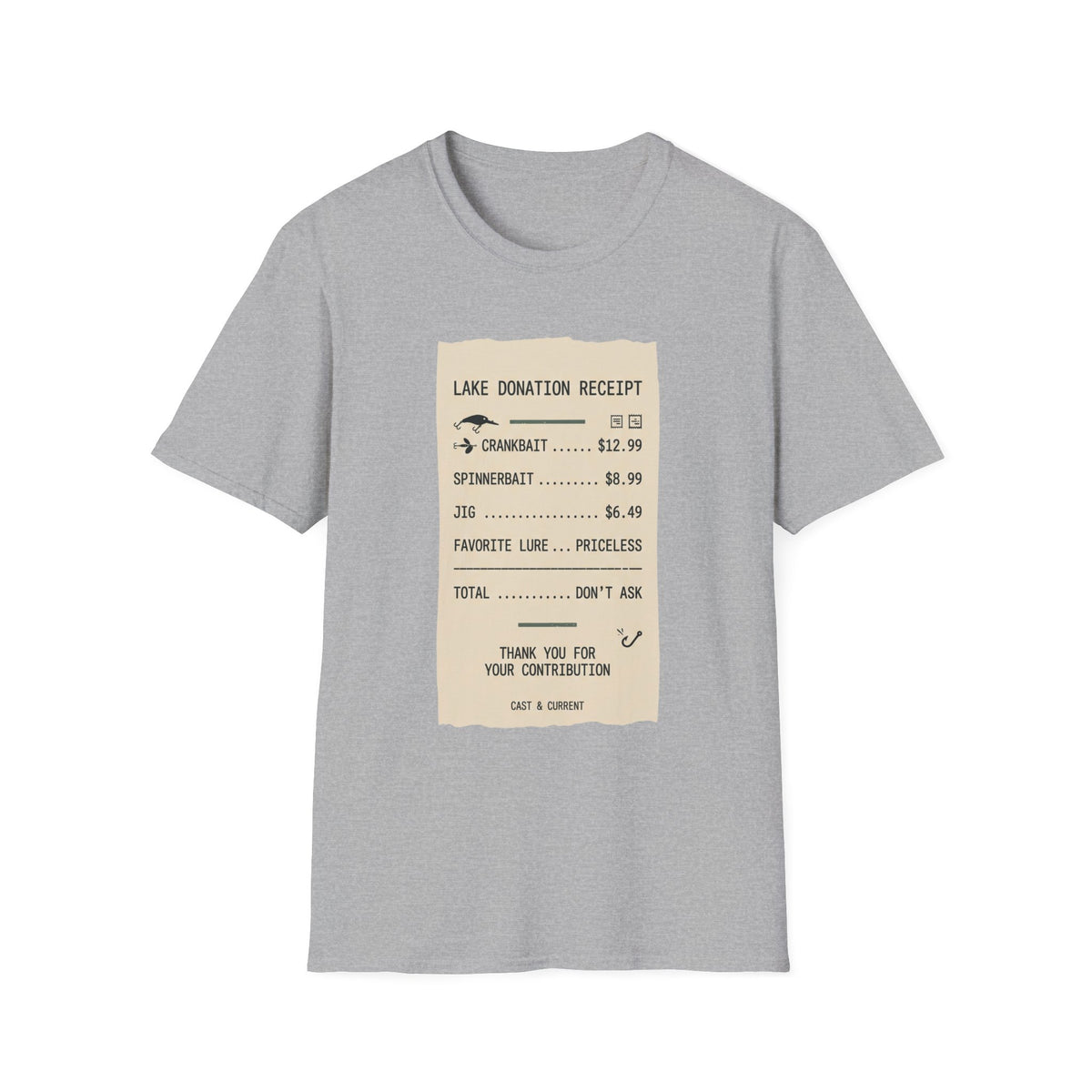 Lake Donation Receipt T-Shirt | Fishing Quote Tee, Angler Humor