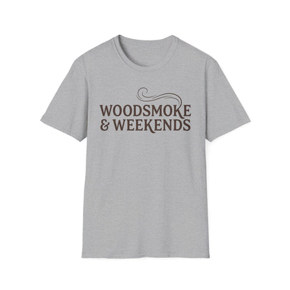 Woodsmoke & Weekends T-Shirt | Cabin Quote Tee
