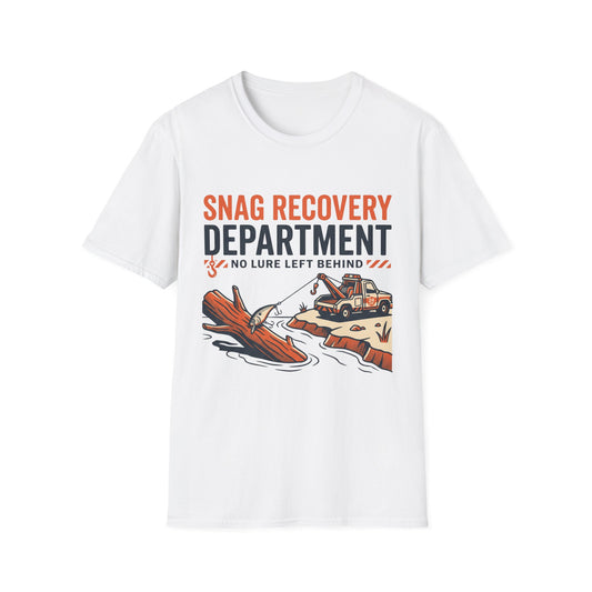 Snag Recovery Department T-Shirt | Fishing Quote Tee, Angler Humor