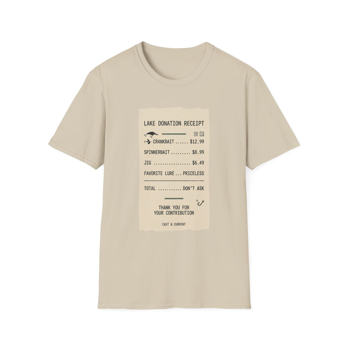 Lake Donation Receipt T-Shirt | Fishing Quote Tee, Angler Humor