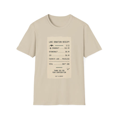 Lake Donation Receipt T-Shirt | Fishing Quote Tee, Angler Humor