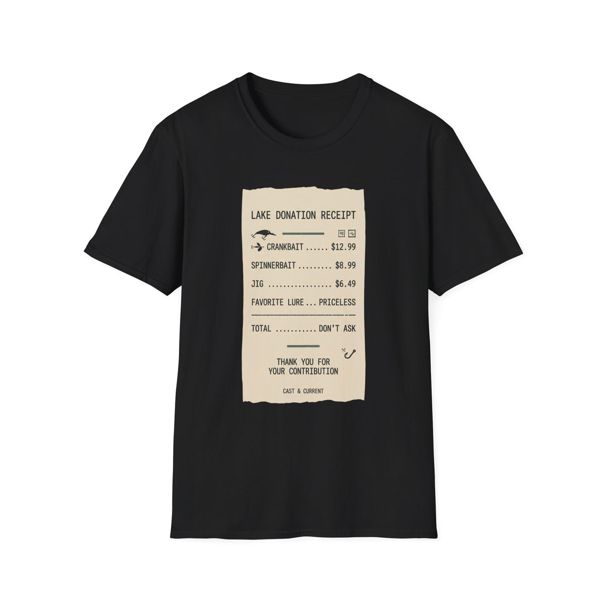 Lake Donation Receipt T-Shirt | Fishing Quote Tee, Angler Humor