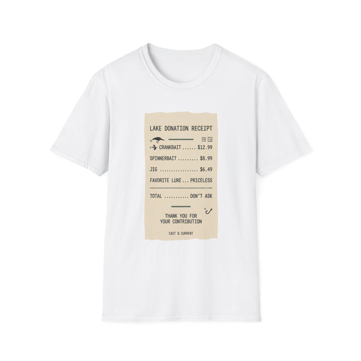 Lake Donation Receipt T-Shirt | Fishing Quote Tee, Angler Humor