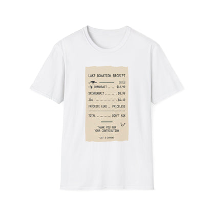 Lake Donation Receipt T-Shirt | Fishing Quote Tee, Angler Humor