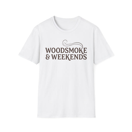 Woodsmoke & Weekends T-Shirt | Cabin Quote Tee